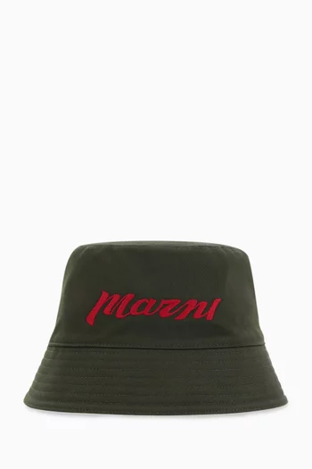 Logo Bucket Hat in Cotton Twill