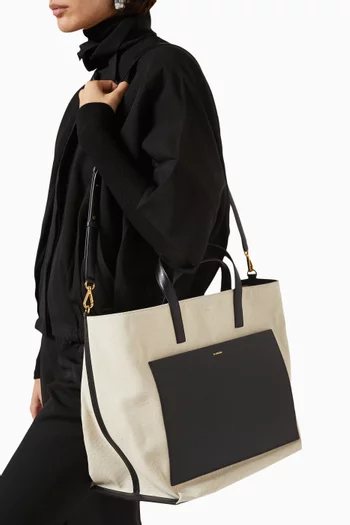 Wander Square Medium Tote in Cotton-linen Canvas