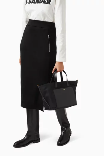 Wander Square Small Tote in Cotton-linen Canvas