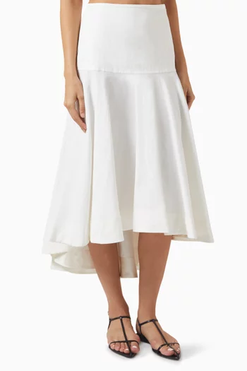 Midi Skirt in Coated-linen