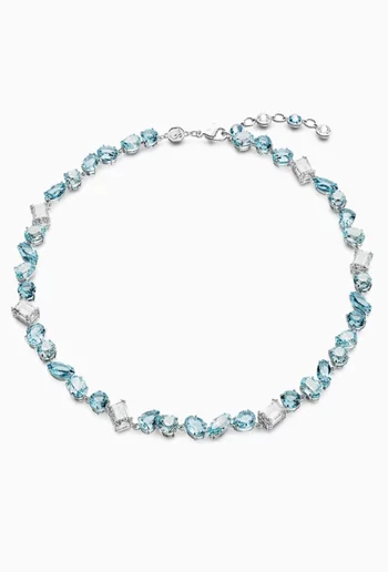 Gema Mixed-cut Crystal Necklace in Rhodium-plated Metal