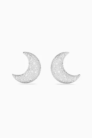 Luna Crystal Clip-on Earrings in Rhodium-plated Metal