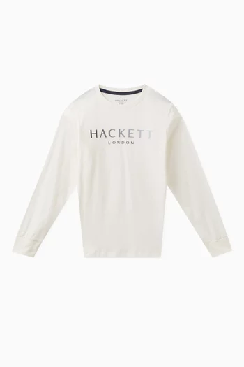 Buy Hackett London White Logo print T shirt in Cotton jersey for