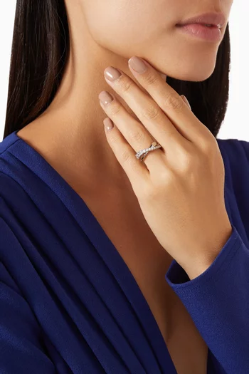 Twist Rows Ring in Rhodium-plated Metal