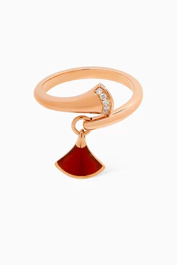 Diva Diamond & Carnelian Ring in 18kt Rose Gold