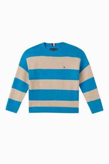 Block Stripe Sweater in Organic Cotton-blend