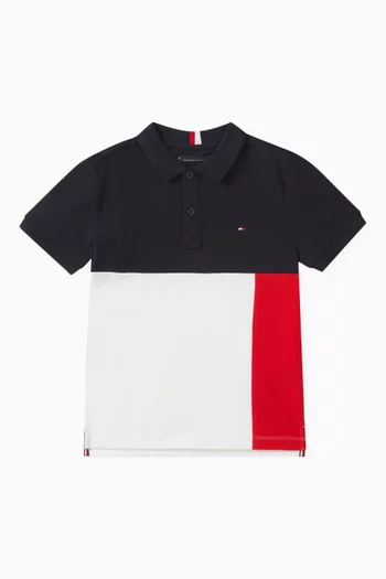 Colourblock Polo Shirt in Cotton-pique