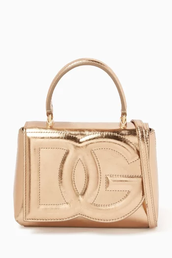 Small DG Logo Top-handle Bag in  Mirror Leather