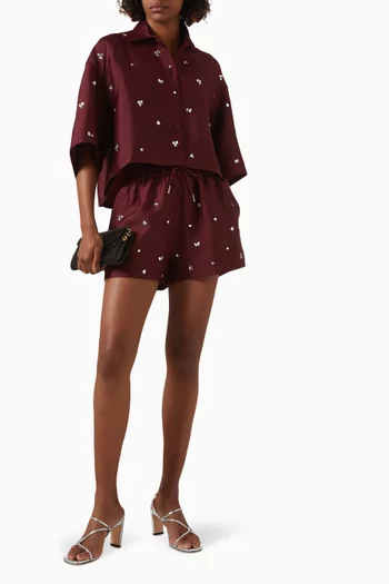 Rhinestone-embellished Shirt in Taffeta