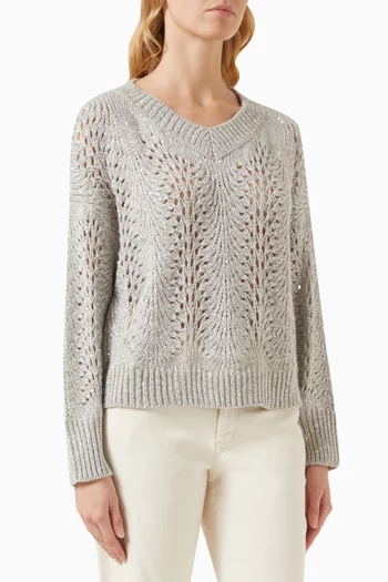 Sequin-embellished Sweater in Crochet Knit
