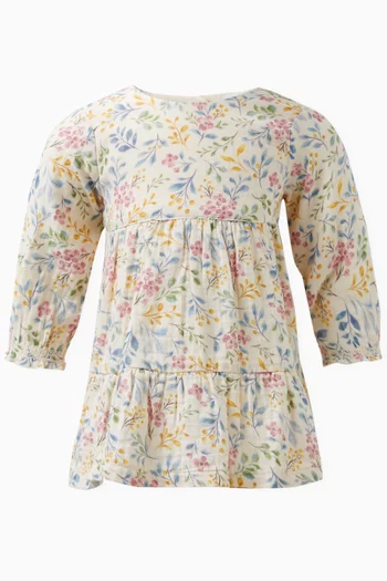 Floral-motif Dress in Organic Cotton