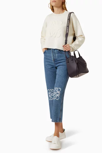 Anagram Cropped Sweater in Wool