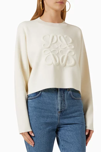 Anagram Cropped Sweater in Wool