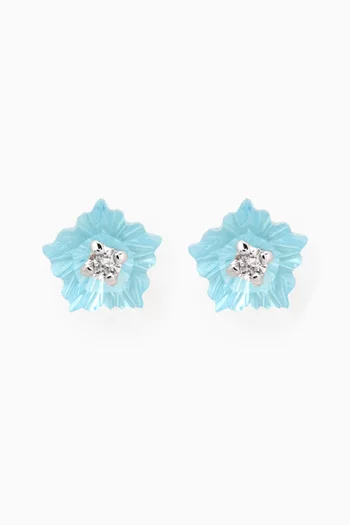 Flower Diamond Earrings in 18kt White Gold
