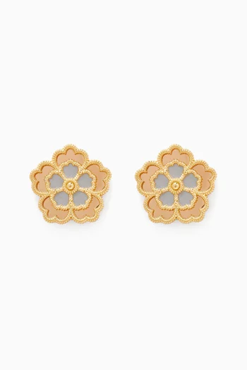 Farfasha Giardino Oro Small Motif Stud Earrings in 18k Yellow & White Gold