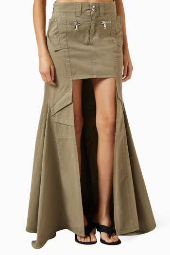 Panelled High-low Skirt in Cotton