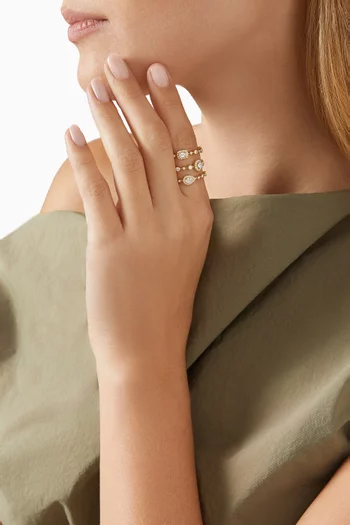 خاتم تريولوجي سيجنتشر مرصع بالماس ذهب أصفر عيار 18