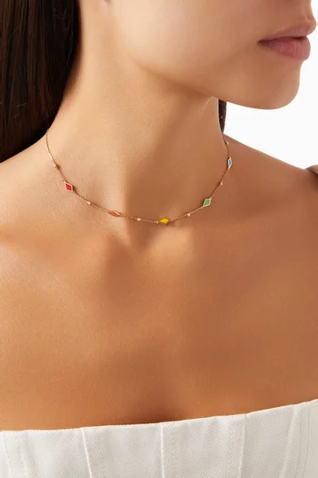 Mosaic Diamonds & Enamel Choker in 18kt Yellow Gold