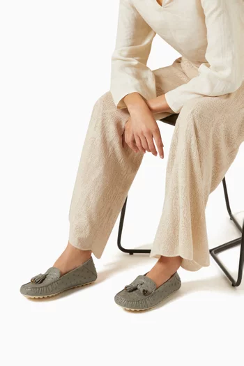 Dot Sole Loafers in Ostrich Leather