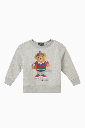 Bear Printed Sweatshirt in Cotton