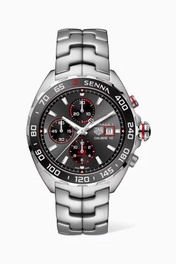 Formula 1 Senna Automatic Chronograph Watch in Stainless Steel, 44mm