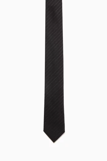 Striped Tie in Wool & Silk Jacquard