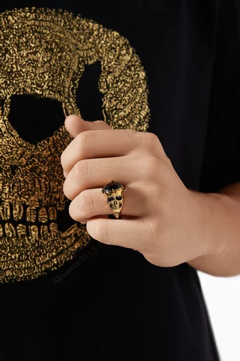 Victorian Crystal Skull Ring in Eco-brass