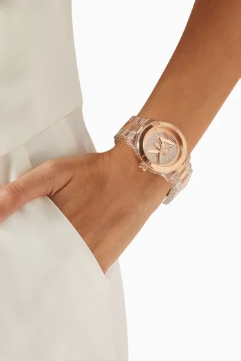 Runway Pavé Quartz Acetate & Stainless Steel Watch, 38mm