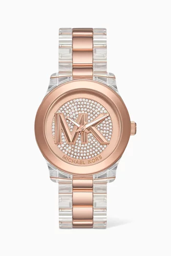 Runway Pavé Quartz Acetate & Stainless Steel Watch, 38mm