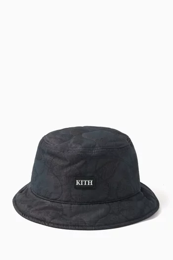 Quilted Logo-patch Bucket Hat in Cotton