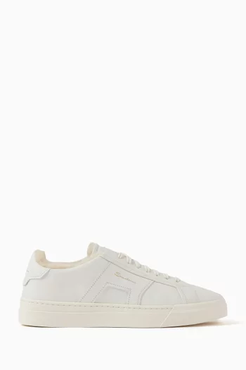 Fur-trimmed Low-top Sneakers in Leather