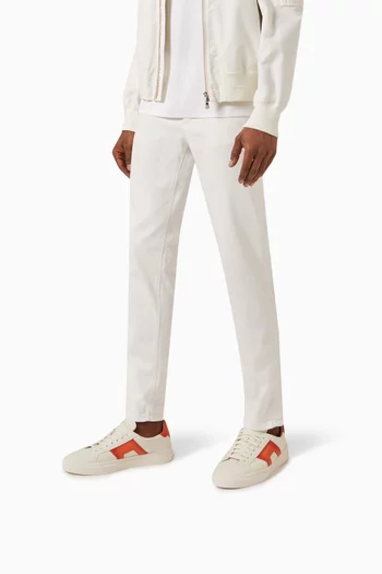 Double-buckle Low-top Sneakers in Leather