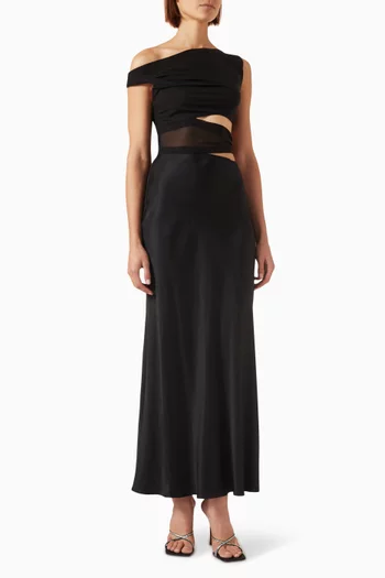 Ophelia Cut-out Maxi Dress in Satin