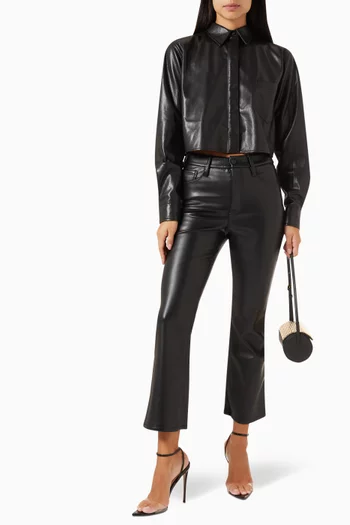 Cropped Shirt in Faux Leather
