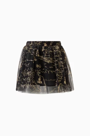 Geo Map-print Skirt in Polyester