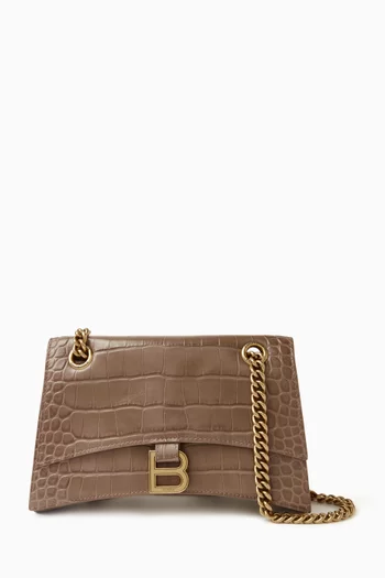 Small Crush Chain Bag in Croc-embossed Leather