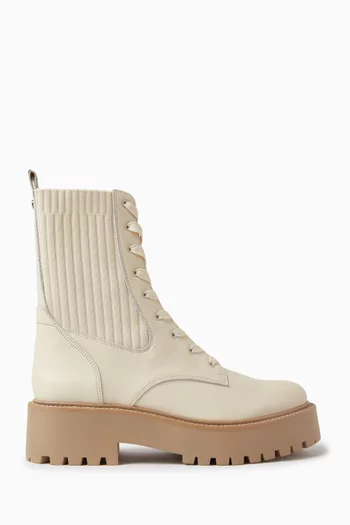 Evina Chelsea Combat Boots in Leather