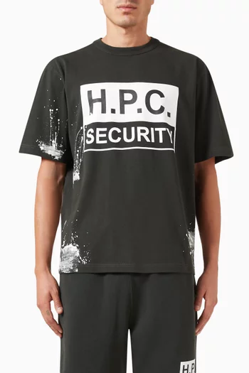 تي شيرت بطبعة عبارة H.P.C Security قطن