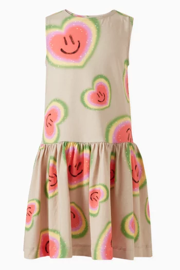 Candace Heart Smiles Face-print Dress in Organic-cotton