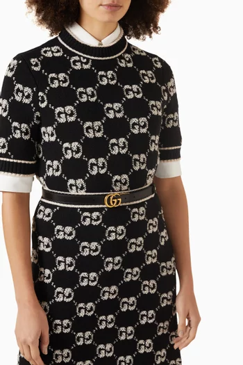 GG Marmont Reversible Thin Belt in Canvas & Leather