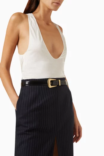 Folk Buckle Belt in Smooth Leather