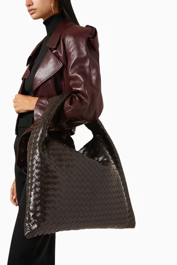 Large Hop Hobo Bag in Intrecciato Leather