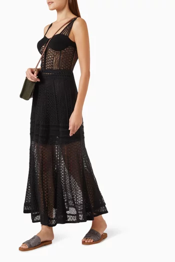 Flared Maxi Skirt in Cashmere-Blend