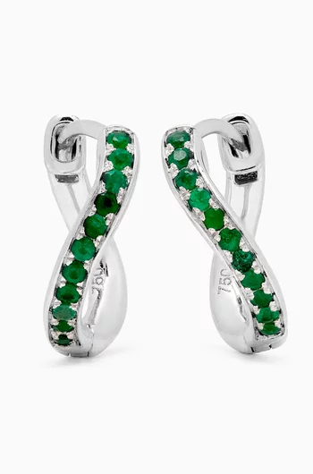 Mini Infinity Hoops with Emeralds in 18kt White Gold