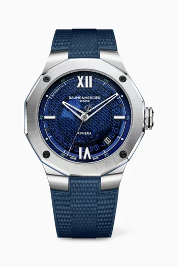 Riviera Automatic Rubber & Steel Watch, 42mm
