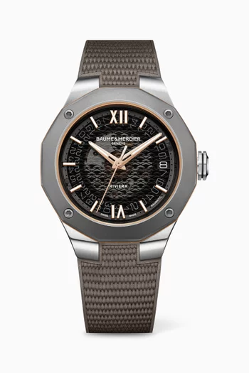 Riviera Automatic Rubber & Steel Titanium Watch, 39mm
