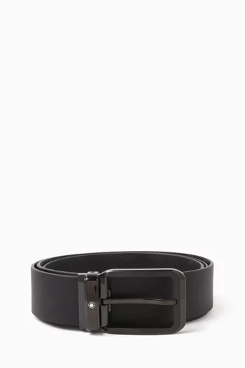 Reversible Buckled Belt in Leather, 35mm