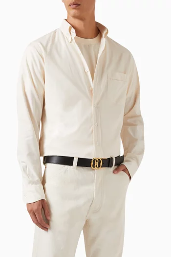 Emblem Belt in Smooth Leather