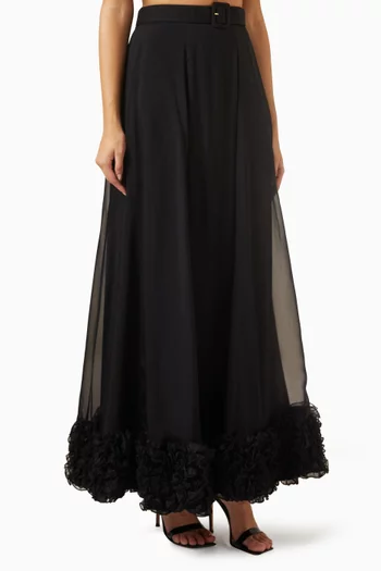 Belted Maxi Skirt in Organza