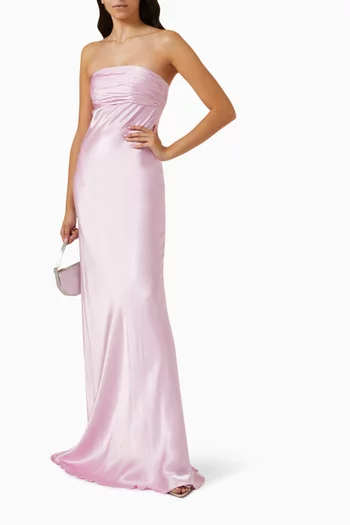 La Lune Strapless Ruched Bodice Maxi Dress